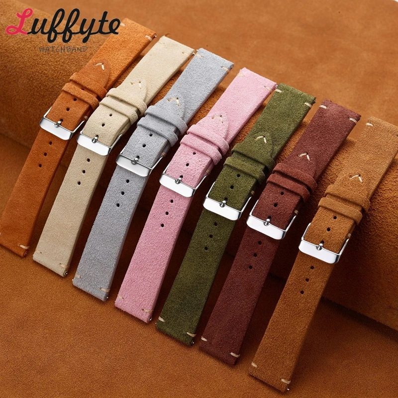 Suede Strap Watch - Vintage Suede Genuine Leather Watch Straps