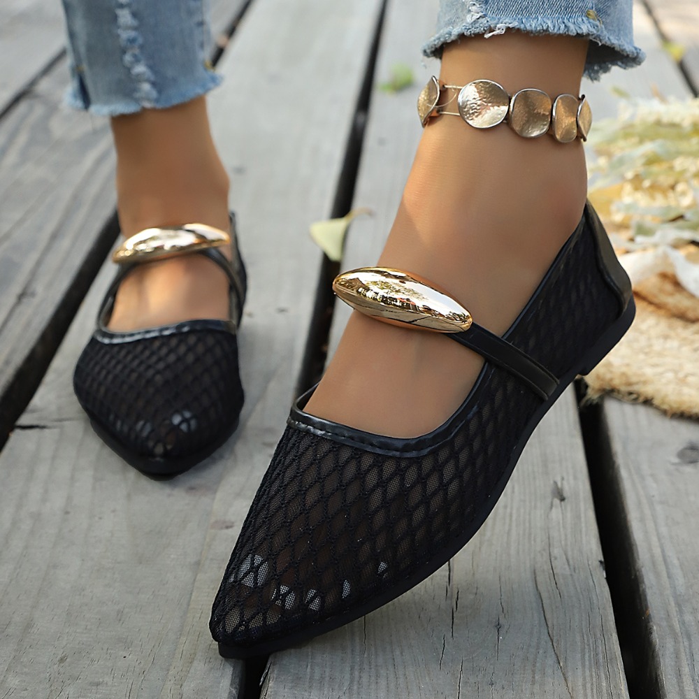 Women Mesh Mary Jane Flats Poi - Mesh Strap Metal review and price