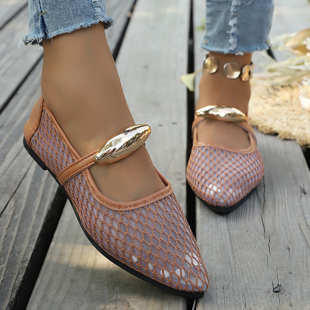 Women Mesh Mary Jane Flats Poi - Mesh Strap Metal review and price