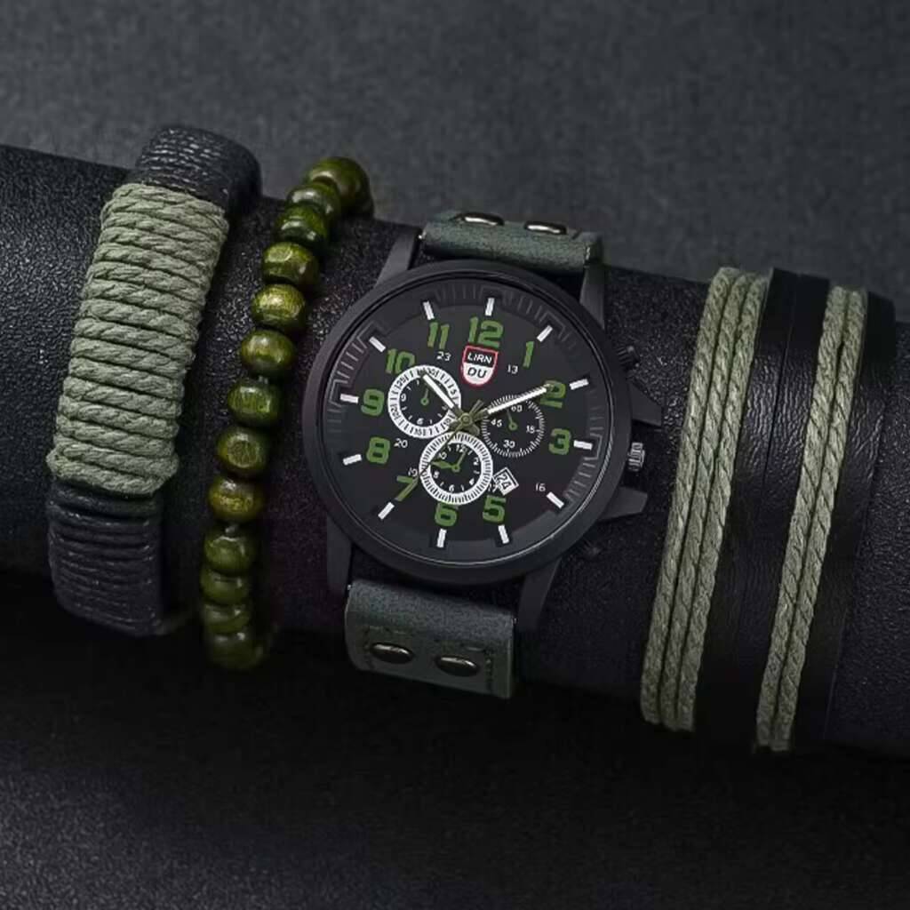 4PCS/Set  Men Sports Calendar  - Leather Watch Band Men review and price