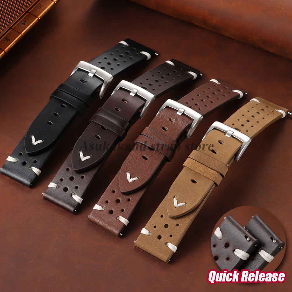 20mm 22mm Genuine Oil Wax  Lea - Leather Strap Quick Release review and price