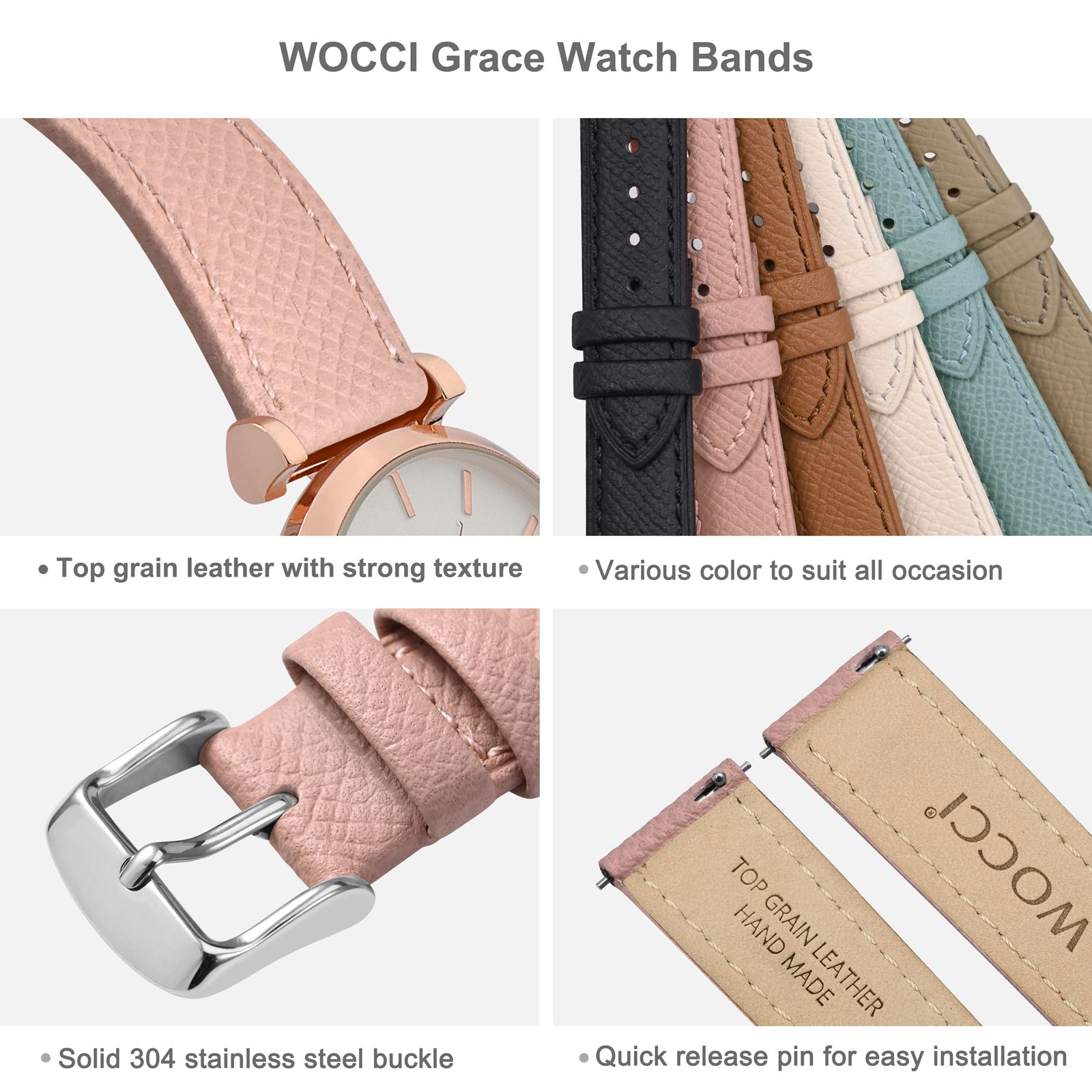 WOCCI Top Grain Leather Watch  - Leather Strap Quick Release review and price